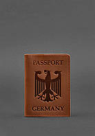 Шкіряна обкладинка для паспорта з гербом Німеччини світло-коричнева Crazy Horse