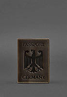 Шкіряна обкладинка для паспорта з гербом Німеччини темно-коричнева Crazy Horse