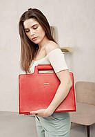 Жіноча шкіряна сумка для ноутбука і документів червона