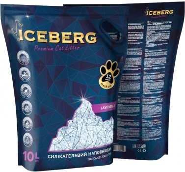 Гігієнічний наповнювач Iceberg на основі сілікагелю для котячих туалетів з ароматом лаванди, 10л (4820266800109)
