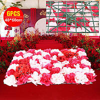 6 Шт. Красивые Искусственные Цветы Колонна Роза Настенная Тарелка Свадебная, Красный Микс Белый (40 x 60 см)