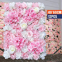 12x 40 * 60cm Искусственный Цветок Стены Роза DIY Свадебный Фон (Белый Георгин)