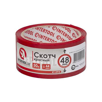 Скотч червоний 48 мм*50 м*44мкм INTERTOOL KT-0915