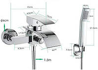 Смеситель для ванны с ручным душем хром настенный смеситель для душа