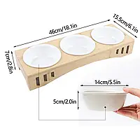 Кормовая станция для кошек Раковина для собак Комплект из 3 мисок для кормления керамических 400 мл с