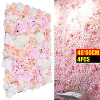 4Pcs 60 x 40cm Искусственный розовый цветок гортензии настенный (светло-розовый)