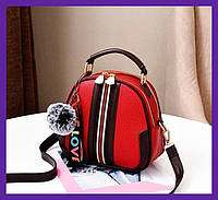Красивая маленькая сумочка с меховым брелком, мини-сумка с меховой подвеской, сумка эко кожа для девушки