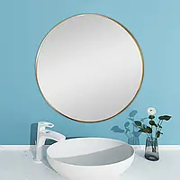 Современное круглое настенное зеркало 80 см с алюминиевой рамой Декоративное круглое подвесное зеркало для