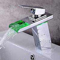 LED RGB водопадный кран с одной ручкой 3 смены цвета для ванной комнаты/санузла/кухни