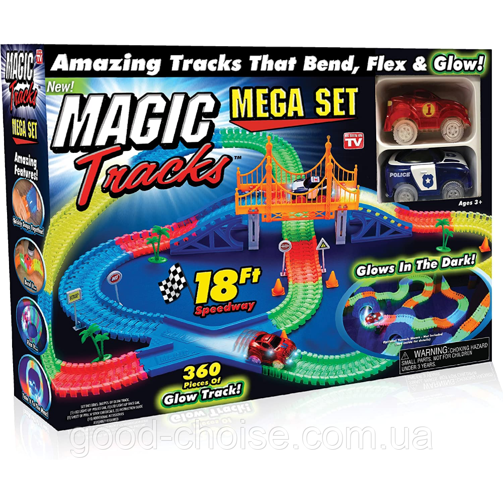 Гоночный трек Magic Track, 360 деталей / Детский светящийся гибкий трек / Гоночная трасса / Автотрек - фото 8 - id-p1849930181