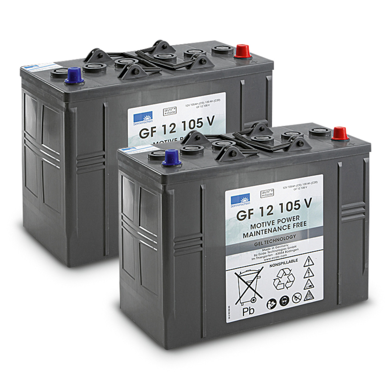 Гелеві батареї, 2 × 12 В / 105 А·год, 24 V, 105 Ah, необслуговувана, фото 1