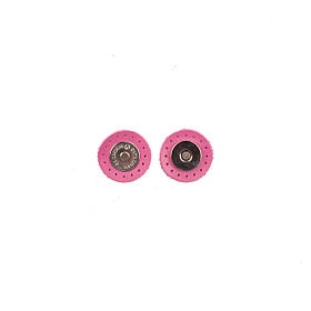 Магнітна кнопка на шкіряній підложці (коло), колір Яскраво-рожевий