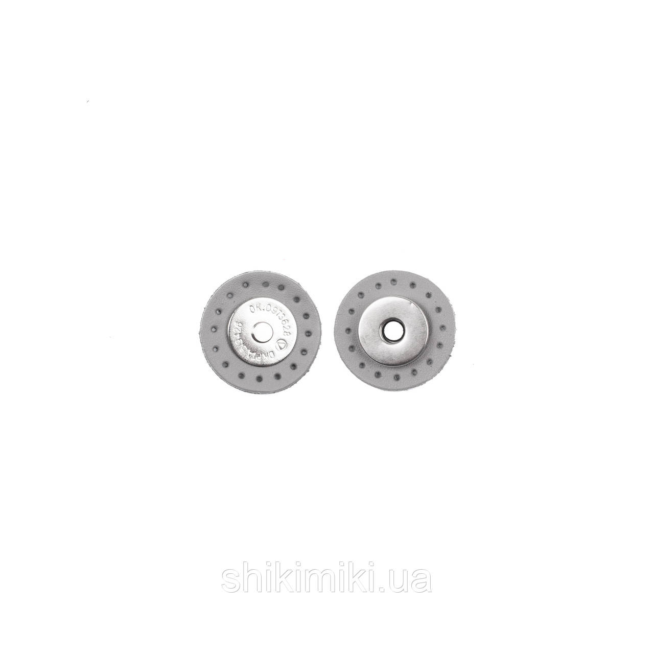 Магнітна кнопка на шкіряній підложці (коло), колір Світло-сірий