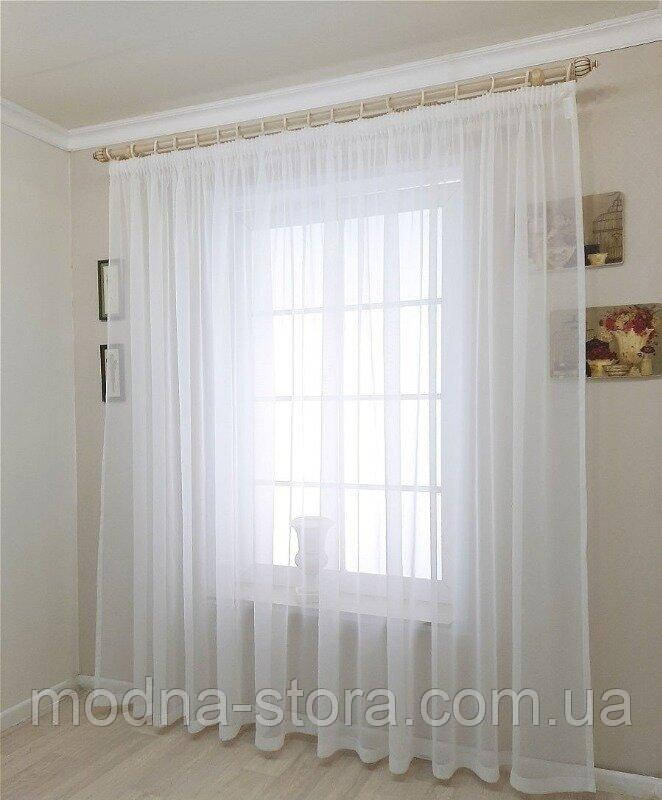 Білий тюль шифон вуаль. Однотонний тюль білого кольору в спальню, зал ...