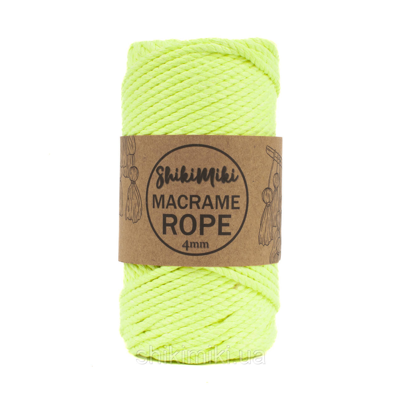 Еко шнур Shikimiki Rope 4mm, колір Лимонний неон