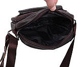 Шкіряна сумка чоловіча через плече барсетка зі шкіри з клапаном коричнева шкіра 18х16, фото 5