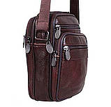 Шкіряна чоловіча сумка через плече барсетка з натуральної шкіри коричнева, фото 4