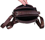 Шкіряна чоловіча сумка через плече барсетка з натуральної шкіри коричнева, фото 8