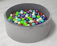 Сухой бассейн для детей с цветными шариками в комплекте 192шт серого цвета 100 х 40 см велюр
