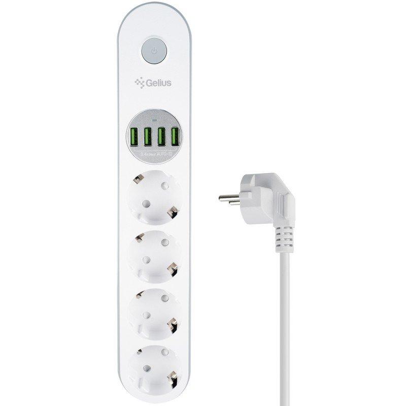 Мережевий фільтр Gelius Pro PowerStrip G-Power (4 220V Ports/ 4 USB ports 3.4A) 2m GP-PS-001