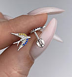 Срібні сережки патріотичні пташки родій 1325.90, фото 3