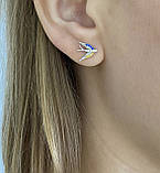 Срібні сережки патріотичні пташки родій 1325.90, фото 2