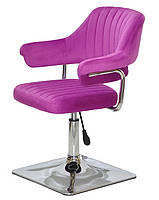 Крісло Jeff 4CH-Base велюр бузковий В-1022 на хромованій квадратній опорі з регулюванням висоти, фото 2