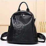 Жіночий шкіряний рюкзак міський. Модний рюкзак жіночий. Рюкзак із натуральної шкіри (чорний), фото 4