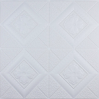 3Д панели потолочные самоклеющиеся, 3D панели самоклейка для потолка и стен 700х700х5 мм Вышиванка, Белый