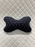 Подушка під голову в авто з алькантари Lux ПАЙКА, Чорні стільники