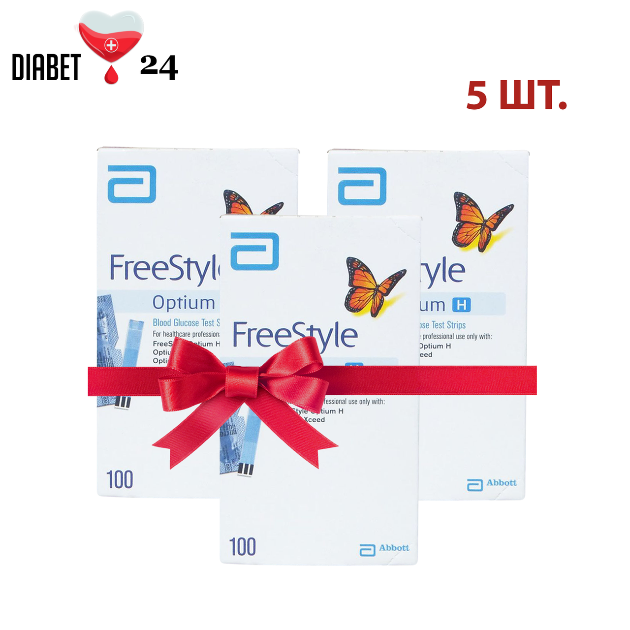 Тест смужки Фрі Стайл Оптіум Н (FreeStyle Optium H) 100 шт. 5 паковань, фото 1