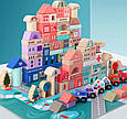 Дерев'яний конструктор Iso Trade City 115 деталей 11228 (з килимком-пазлом та транспортом, Польща), фото 4