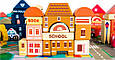 Дерев'яний конструктор Iso Trade City 115 деталей 11228 (з килимком-пазлом та транспортом, Польща), фото 8