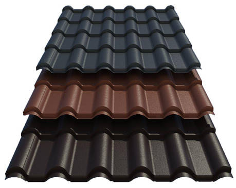 Металочерепиця РетроUS Steel Словаччина 0,45 mm PE RAL 9006, фото 1