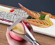 Ніж для різі за фруктами з неіржавкої сталі, трикутний ніж для яблук, сірий (KG-8135), фото 2