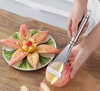 Нож для резьбы по фруктам из нержавеющей стали, треугольный нож для яблок, серый (KG-8135)