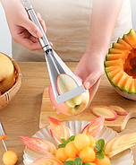 Ніж для різі за фруктами з неіржавкої сталі, трикутний ніж для яблук, сірий (KG-8135), фото 4