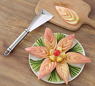 Ніж для різі за фруктами з неіржавкої сталі, трикутний ніж для яблук, сірий (KG-8135), фото 5