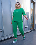 Модний жіночий спортивний костюм двонитка 42-44,46-48 зелений, чорний, малина, беж,бузковий, фото 3