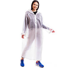 Плащ дощовик жіночий для дорослих з капюшоном, білий, C-1030