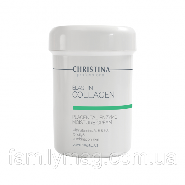 Зволожувальний крем для жирної шкіри, Christina Elastin Collagen Plazental Enzyme Moisture Cream, 250 мл.