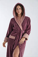 Женский халат Nusa 4145 с капюшоном, розовый 2XL