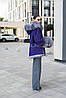 Куртка в фіолетовому кольорі оксамит, з хутром Блюфрост під пояс, фото 3