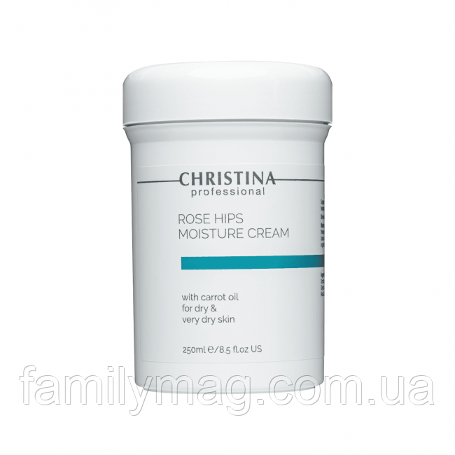 Зволожувальний крем з морквою олією для сухої шкіри, Christina Rose Hips Moisture Cream with Carrot Oil 250 мл.