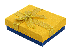 Подарункова жовто- блакитна коробка з бантом Універсальна (Каблучка, Кулон, Сережки) Розмір 7х9см, h = 2.5см