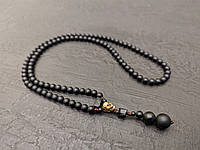 Четки мала с черепом натуральный матовый черный оникс ожерелье бусы украшение 108 бусин