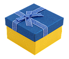 Подарункова синьо- жовта коробка з бантом Універсальна (Браслет, Годинник) Розмір 9х9см, h = 5.5см