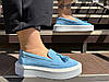 Жіночі мокасини натуральна замша G-AYRA-462 Блакитні, фото 3
