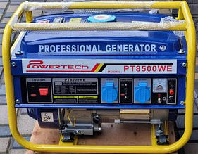 Генератор бензиновий однофазний 3 Квт Powertech PT8500WE (Німеччина)
