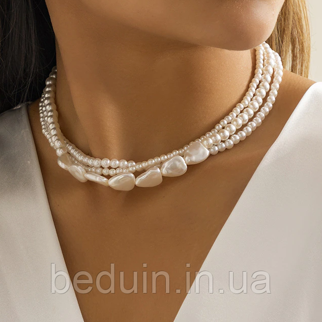 Перлове потрійне намисто підвіска намисто з барарними перлами — Aushal Jewellery